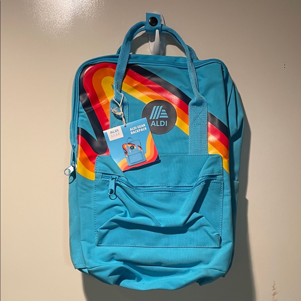 ALDI Turquoise Backpack with Retro Stripe - Men Bags